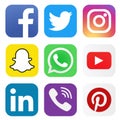 Squared colored round edges social media logo icons