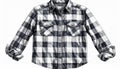 Squared Pattern Plaid Shirt in Black and White with Folded Sleeves on a Plain Background Royalty Free Stock Photo
