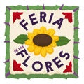 Squared Silleta with Flower and leaves celebrating the Feria de las Flores, Vector illustration