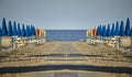 The squares and the beach of lignano sabbia d`oro.