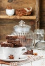 Squares brownie in a white Cup