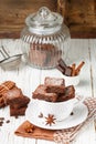 Squares brownie in a white Cup