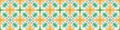 Geometric squares dot shapes seamless border pattern. Vector banner background. Retro 1960s fashion trim style. Trendy