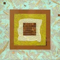 Abstract picture of paper and metal pieces