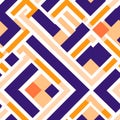 Minimalist Geometric Abstraction Seamless Pattern In Orange And Purple
