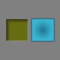 Squares set with the effect of depth and convexity, surround. 3d square. Vector.