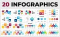 20 squares vector Infographics. Presentation slide template. Data visualization. 2, 3, 4, 5, 6, 7, 8, 9, 10 steps