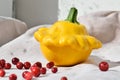 Squash with cowberries on the cloth