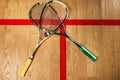 Squash game equipment closeup view Royalty Free Stock Photo