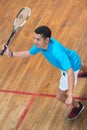 Squash game training male player with racket Royalty Free Stock Photo
