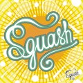 Squash inscription and pattern vector.Yellow background. Illustration sport objects Royalty Free Stock Photo