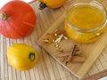 Squash jam with cinnamon and orange peel Royalty Free Stock Photo