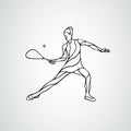 Squash player female abstract outline silhouette vector