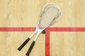 Squash rackets and ball top view Royalty Free Stock Photo