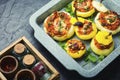 Baked stuffed squash or patisson