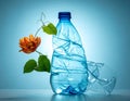 Squashed Plastic Bottle Clean Background for Eco Campaigns generative ai Royalty Free Stock Photo