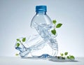 Squashed Plastic Bottle Clean Background for Eco Campaigns generative ai Royalty Free Stock Photo