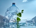 Squashed Plastic Bottle Clean Background for Eco Campaigns generative ai Royalty Free Stock Photo