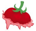 Squashed tomato with red juice over white background, Vector illustration