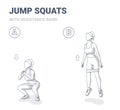 Squat Jumps with Resistance Band Female Home Workout Exercise Guidance.