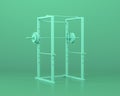 A Squat Rack Bar, gym equipments, in monochrome blue color background,3d Rendering