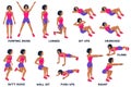 Squat. Sport Exersice. Silhouettes Of Woman Doing Exercise. Workout, Training.