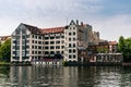 Squatted buildings on the river bank of Spree River in Berlin Royalty Free Stock Photo