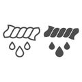 Squeeze the clothes line and glyph icon. Wring wet towel vector illustration isolated on white. Twist tissue with drops