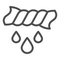 Squeeze the clothes line icon. Wring wet towel vector illustration isolated on white. Twist tissue with drops outline