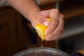 Squeeze lemon juice on hand Royalty Free Stock Photo