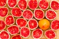 Squeezed delicious ruby red grapefruit halves