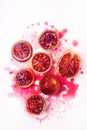 Squeezed Sliced Ripe Juicy Sicilian Blood Oranges on White Background Tasty Oranges Wooden Squeezer Vertical Top View