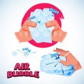 Squeezing Bubble Wrap. bubble air. relax concept - vector