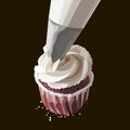 Squeezing curd cream, vector