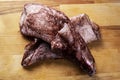 The squid carcass is lying on the cutting board, ready for cutting Royalty Free Stock Photo