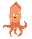 Cute cartoon squid. Sea Animal, underwater life. Perfect for children clothes design, banner, card.