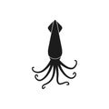 Squid fish silhouette vector illustration isolated on white.