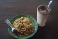 Squid fried rice chocolate drinks