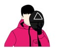 Squid game Hwang Jun-ho character Portrait Design Clothes Pink With Triangle Shape Vector