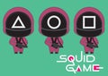 Set of Squid Game character face vector illustration poster template