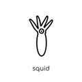 Squid icon. Trendy modern flat linear vector Squid icon on white