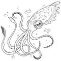 Squid icon. Vector cartoon octopus Royalty Free Stock Photo