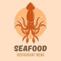 Squid logo concept for seafood restaurant menu