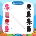 Squid matching game vector design Royalty Free Stock Photo
