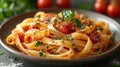 Squid Pasta plate Royalty Free Stock Photo