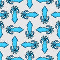 Squid pixel art pattern seamless. 8 bit calamary background. pixelated texture