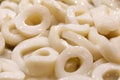 Squid rings, fresh raw many pieces chilled, at the fish market Royalty Free Stock Photo