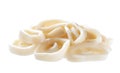 Squid rings heap close-up isolated on a white background Royalty Free Stock Photo