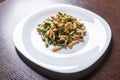 Squid salad with beans on a plate Royalty Free Stock Photo