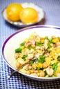Squid salad with chickpeas, potatoes and lemon zest